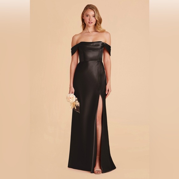 NWT Birdy Grey Classic Shiny Satin Black Mia Dress. Glamorous and Chic. Size S. - Picture 2 of 10